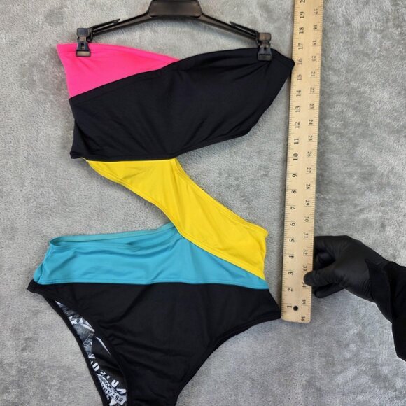 Volcom Swimsuit Womens Large Multicolor Simply Solid One Piece Cutout Monokini - Picture 4 of 9